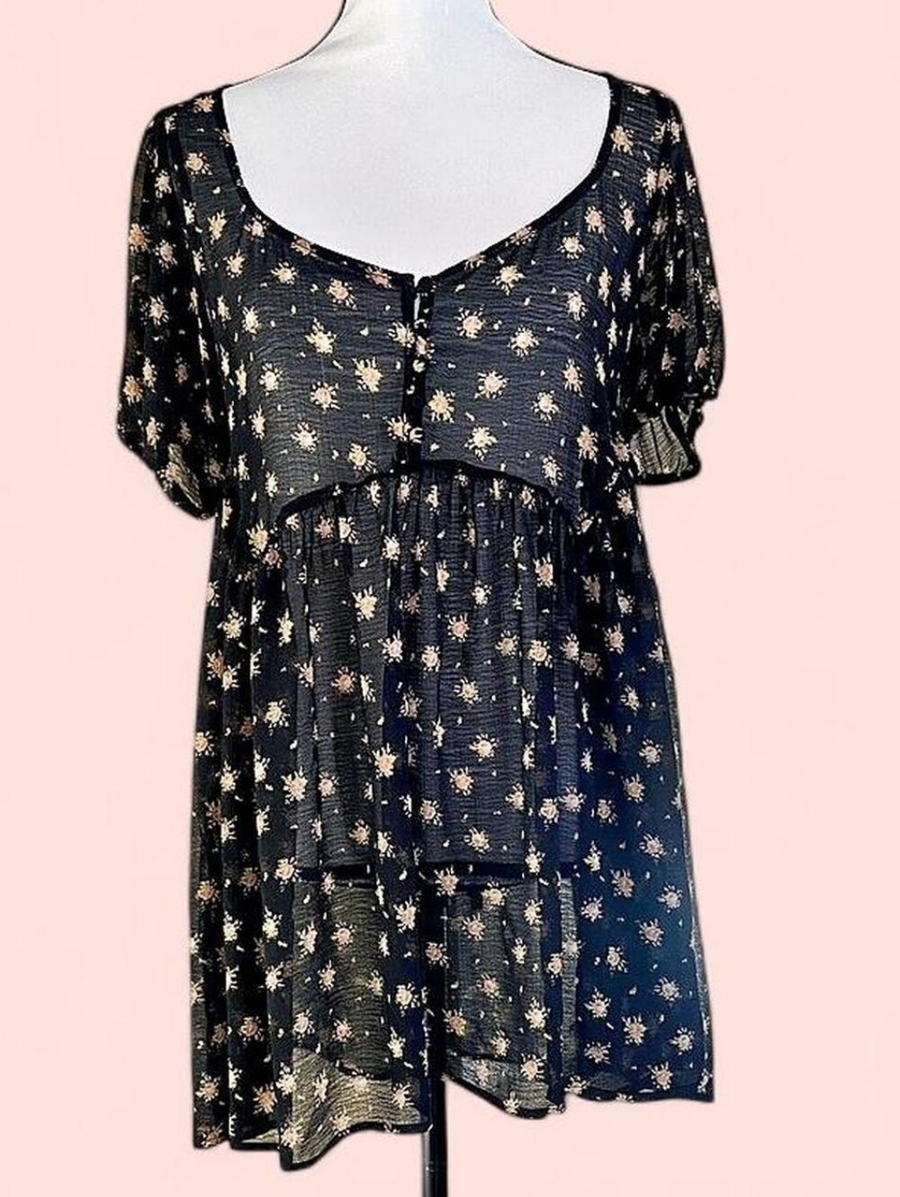Urban Outfitters Sheer Floral Babydoll Dress